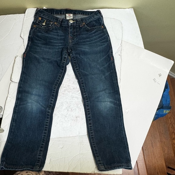 True Religion Straight Leg Flaps Picket Stitch Boys Zip Fly Vintage Blue sz 10 - Picture 3 of 16